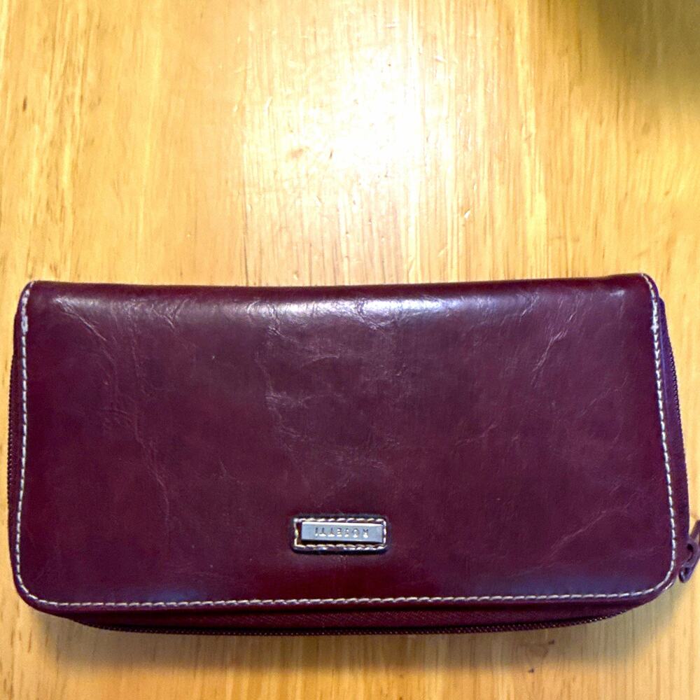 Rosetti Burgundy Zip-Around Women’s Wallet w/ Zipper, Logo, Credit Card Slots